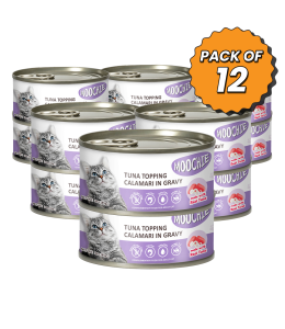 MOOCHIE ADULT TUNA TOPPING CALAMARI 85g Can Pack of 12