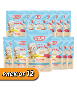MOOCHIE CREAMY BROTH WITH TUNA & SCALLOP 40g Pouch Pack of 12
