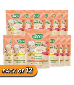 MOOCHIE CREAMY BROTH WITH TUNA & SALMON 40g Pouch Pack of 12