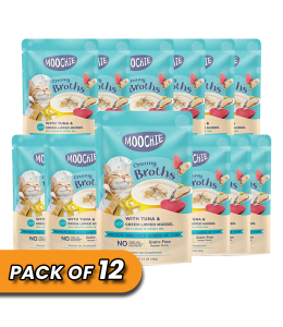 MOOCHIE CREAMY BROTH WITH TUNA & GREEN-LIPPED MUSSEL 40g Pouch Pack of 12
