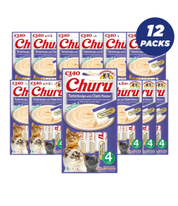 Inaba Churu Tuna Recipe With Clam Flavor Cat Treats 56g - Pack of 12