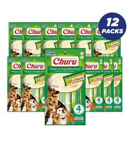 INABA CHURU chicken with vegetable recipe 56g/4 sticks per pack - Pack of 12