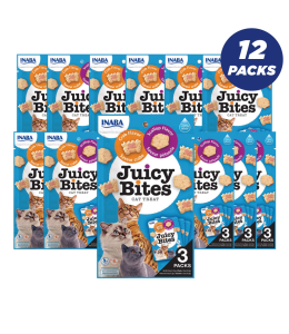 INABA Juicy Bites Scallop & Crab Flavor 33.9g /3 pouches per pack - Pack of 12