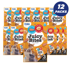 INABA Juicy Bites Fish & Clam Flavor 33.9g /3 pouches per pack - Pack of 12