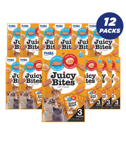 INABA Juicy Bites Fish & Clam Flavor 33.9g /3 pouches per pack - Pack of 12