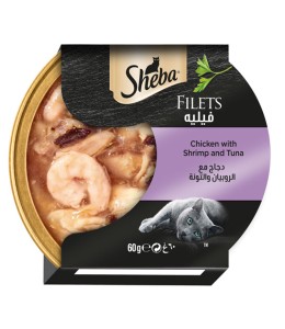Sheba Filets Chicken Shrimp Tuna Wet Cat Food - 60G