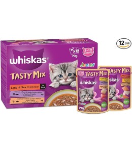 Whiskas Tasty Mix Land & Sea Collection Wet Cat Food - 12X70G