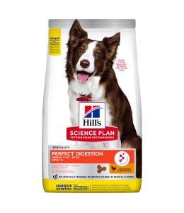 Hill's Science Plan Perfect Digestion Medium Adult 1+ Dog Food with Chicken and Brown Rice - 14kg
