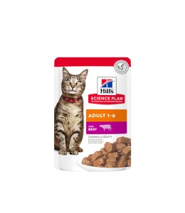 Hill's Science Plan Adult Wet Cat Food Beef Pouches - 85g