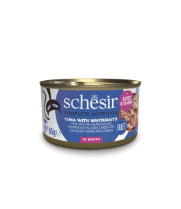 Schesir Complete & Balanced Nutrition Wet Cat Food in Broth Can- Tuna With Whitebait 85g