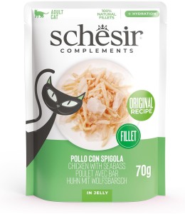 Schesir Complements Cat Wet Food  in Jelly Pouch- Chicken With Seabass 70g