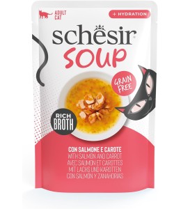 Schesir Soup Cat Wet Food in Soup Pouch-Salmon With Carrot 40g