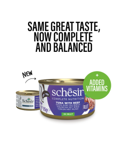 Schesir Complete & Balanced Nutrition Wet Cat Food in Jelly Can- Tuna With Beef 85g