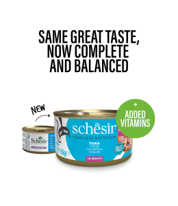 Schesir Complete & Balanced Nutrition Wet Cat Food in Broth Can- Tuna 85g