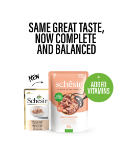 Schesir Complete & Balanced Nutrition Wet Cat Food in Jelly Pouch- Tuna With Salmon 85g