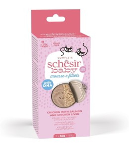 Schesir Baby Cat Can Multipack Mousse & Fillets - Chicken With Salmon & Chicken Liver 165g (3 Cans x55g)