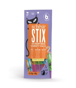 Schesir Stix Treat Variety Pack  6x15g - Mixed Flavors: Chicken,Duck & Salmon
