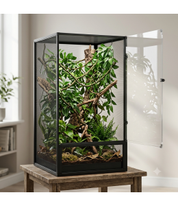 ReptiWorks Deluxe Foldable Air Screen Cage - Front Full Open Acrylic Door450*450*762Mm/17.7''X17.7''X30'' Including Pvc Tray