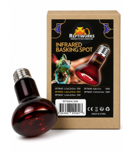 ReptiWorks Infrared Basking Spot 50W6.3X6.3X10Cm / 2.5"X2.5"X4"
