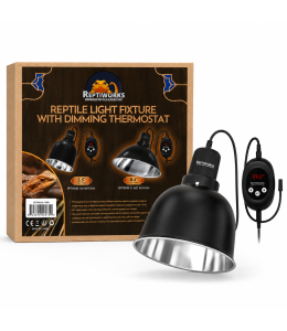 ReptiWorks Reptile Light Fixture With Dimming Thermostat 8.5" Max.150W21.5X21.5X16.5Cm / 8.5"X8.5"X6.5"