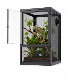 ReptiWorks Deluxe Foldable Air Screen Cage - Front Full Open Acrylic Door300*300*450Mm / 11.8"X11.8"X17.7" Including Pvc Tray