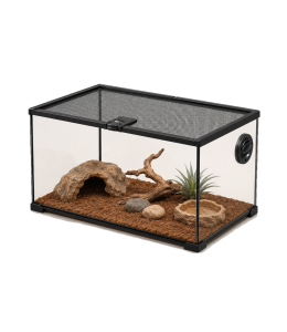 ReptiWorks Mini Reptile Habitat-Black 50.8X30.5X35.5Cm With Calbe Pass