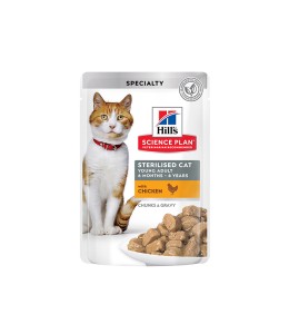 Hill's Science Plan Sterilised Cat Adult Cat Wet Food With Chicken Pouches (12x85g)