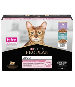 Purina Pro Plan Delicate Digestion Wet Cat Food, Turkey and Ocean Fish, mix-flavor pack, 10 x 85g (Pack of 10)
