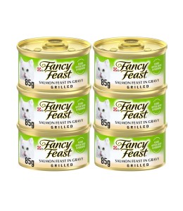 Nestle Fancy feast grilled Salmon in gravy 6x85g.