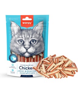 Wanpy Chicken Jerky and Codfish Sandwiches for Cats 80g