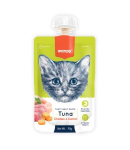 Wanpy Tasty Meat Paste Tuna, Chicken and Carrot for Cats 90g