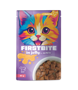 M-PETS Firstbite Beef in Jelly Wet Food Pouches for Cats 12x85g