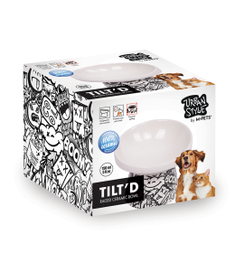 M-PETS Freestyle Tilt’d Raised Ceramic Bowl Black & White 150ml