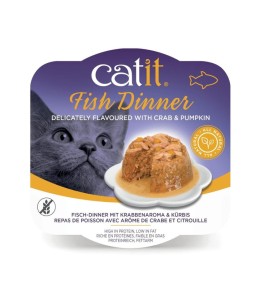 Catit Fish Dinner, Crab Flavour & Pumpkin 80 g, 6pcs/box