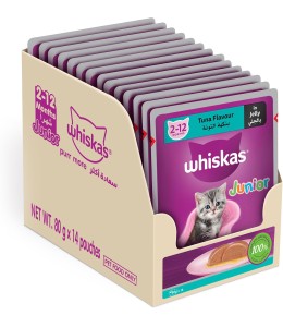Whiskas Tuna In Jelly Junior Cat Food Pouch (80G) - Pack Of 14