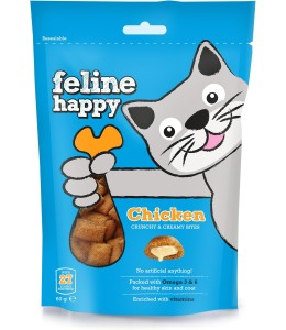 Mark & Chappell Feline Happy Chicken Crunchy & Creamy Cat Treats 60g