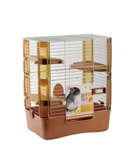 Jolly JP186 Comfort Suite for Chinchilla — Premium Multi-Level Cage with Acrylic Side Panels | 63cm Compact Chinchilla Habitat with Wooden Platforms & Innovative Lock