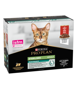 Purina Pro Plan Sterilised Wet Cat Food, Beef in Gravy, Multipack, 10 x 85g (Pack of 10)