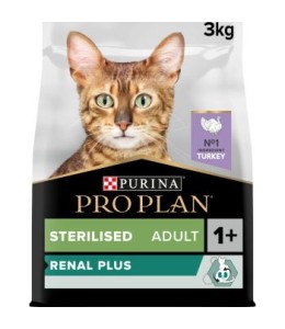 Purina Pro Plan Sterilised Adult Renal Plus Dry Cat Food with Turkey, 3 kg