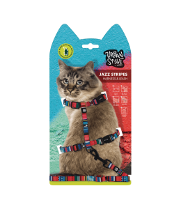 M-Pets Jazz Stripes Cat Eco Set (Harness & Leash)