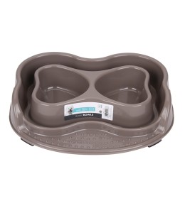 M-Pets No Spill Plastic Double Bowl Grey 2x500ml