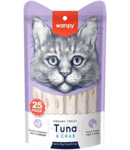 Wanpy Creamy Lickable Cat Treats - Tuna & Crab (14g x 25pc)