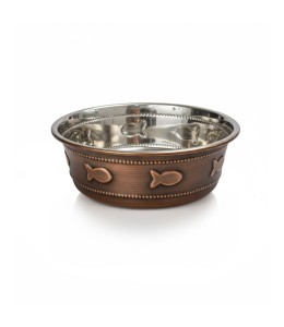 MAU Premium Bowl Fish Embossed - Antique Copper-470Ml