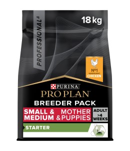 Purina Pro Plan Small and Medium Starter Dry Dog Food with Chicken, 18 kg