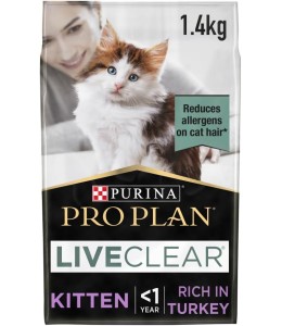 Purina Pro Plan LiveClear Kitten, Allergen Reducing Dry Cat Food with Turkey 1.4 kg