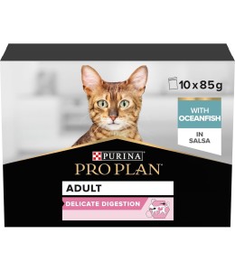 Purina Pro Plan Delicate Wet Cat Food, Oceanfish in Gravy, Multipack, 10 x 85g (Pack of 10)
