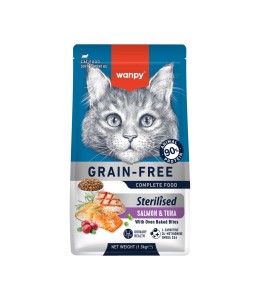 Wanpy Grain Free Sterilized Cat Food - Salmon & Tuna Recipe - 1.5Kg
