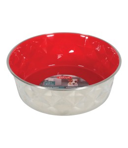 Zolux Diamonds Stainless Steel Non-Slip Dog Bowl Red 1.8L