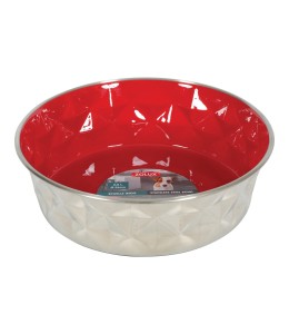 Zolux Diamonds Stainless Steel Non-Slip Dog Bowl Red 2.6L
