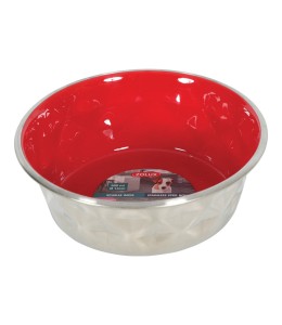Zolux Diamonds Stainless Steel Non-Slip Dog Bowl Red 550ml